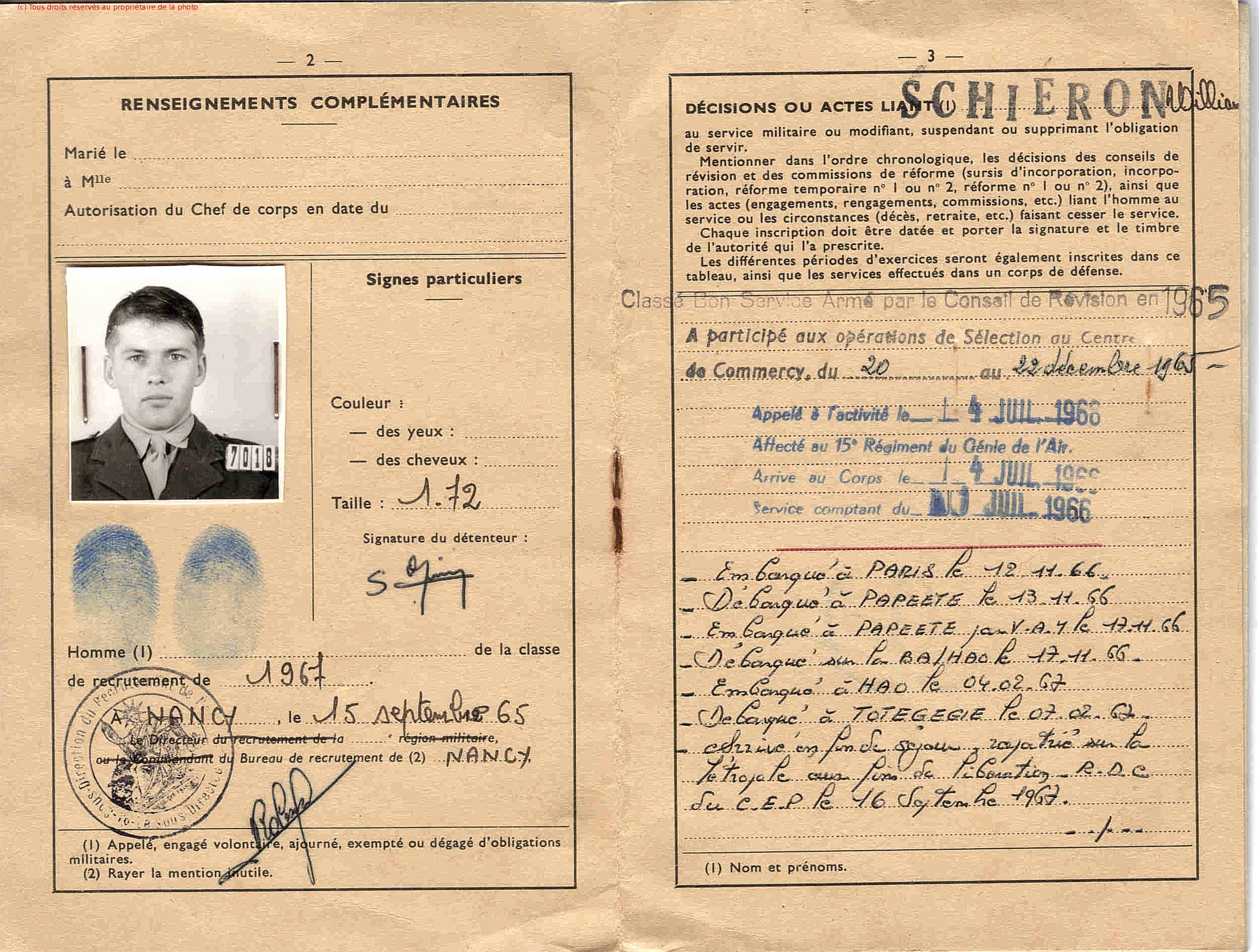Livret Militaire de 1966