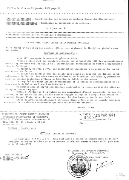 115 cmga témoignage de satisfaction de Michel Debré